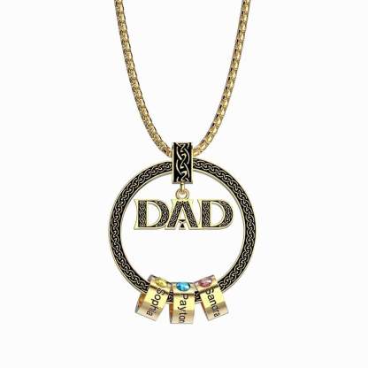 Dad Necklace Personalised Circle Men Necklace with Birthstones Engraved 3 Names Gifts For Father-Jessemade AU