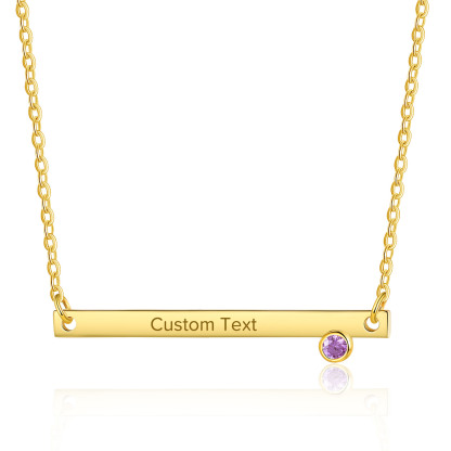 Personalised Bar Necklace Custom 1 Text & 1 Birthstone Necklace Gift for Her-Jessemade AU