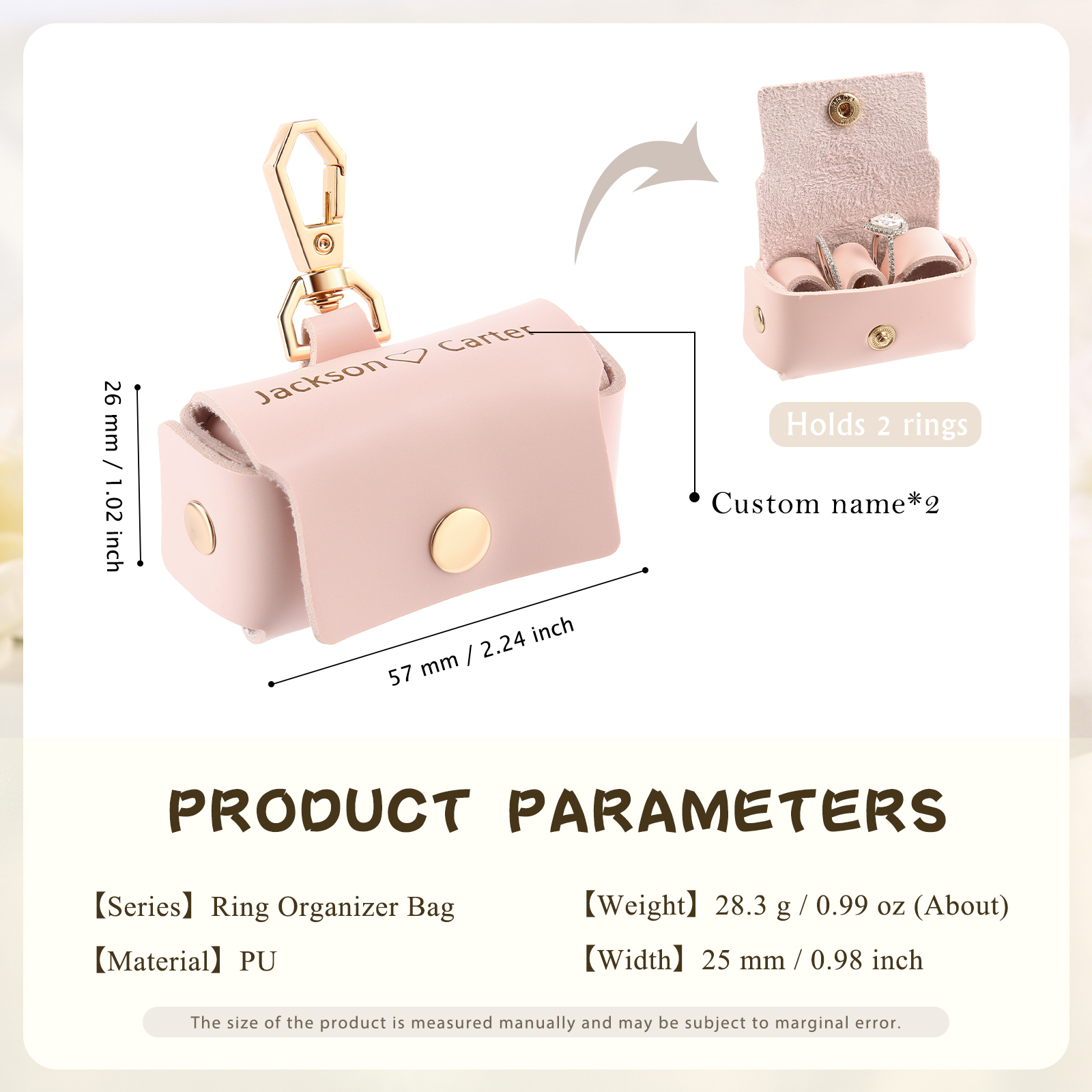 Personalised 2 Names Exquisite Jewelry Box Hold 2 Rings Gift Box Gift Packaging Box-Jessemade AU