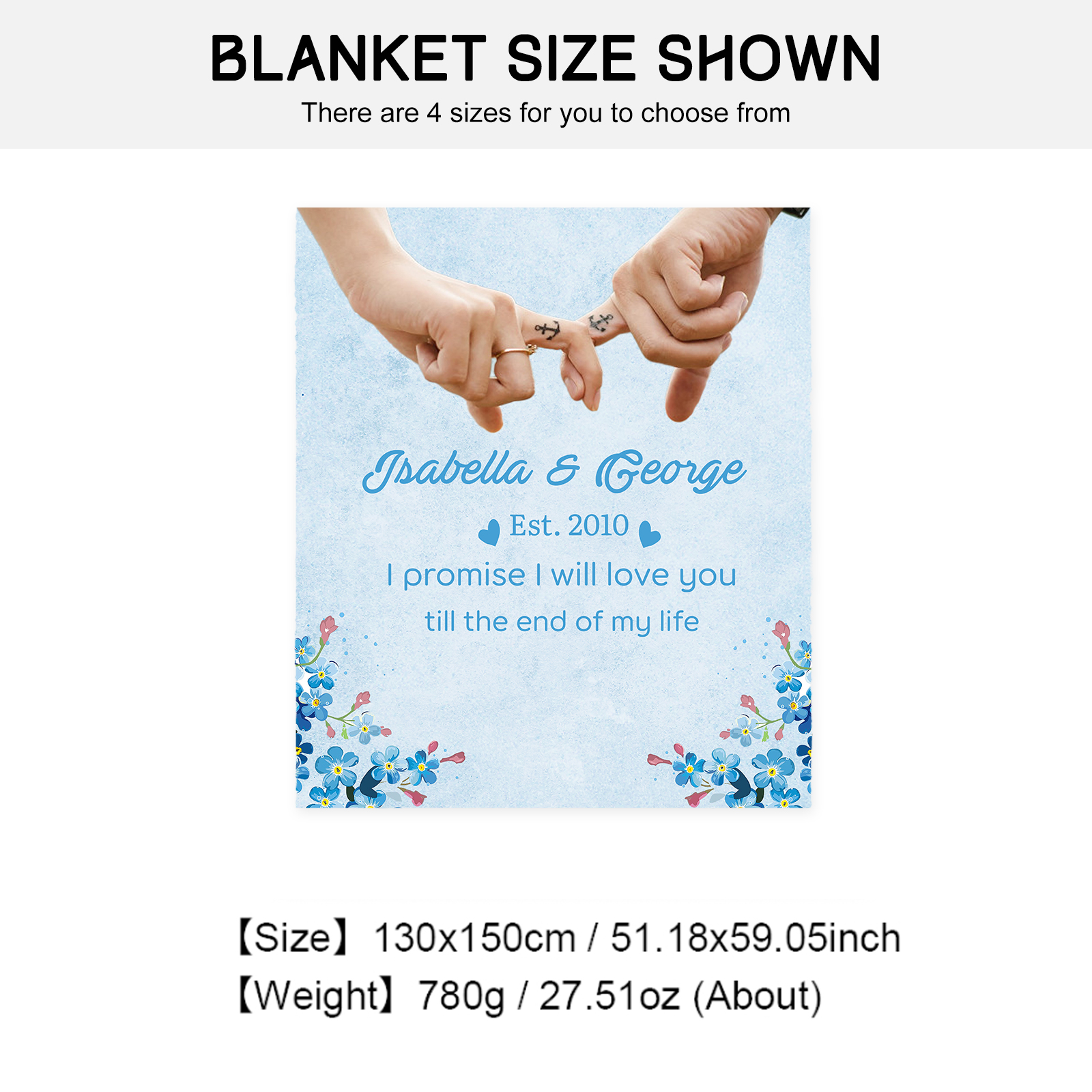 Personalised Couple Blanket Finger Gesture Promise Blanket-Jessemade AU