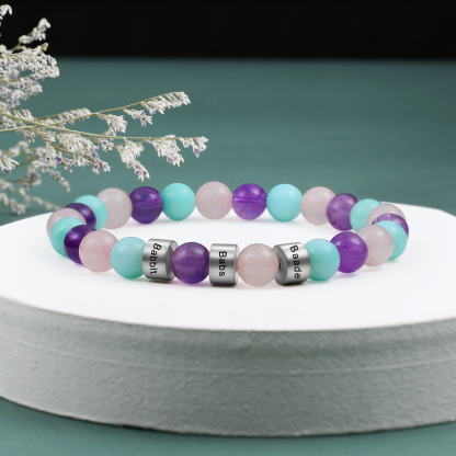 Personalised Colourful Beads Bracelet Custom 3 Names Bracelet Gifts For Her-Jessemade AU