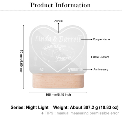 Personalised Heart Name Night Light-Jessemade AU
