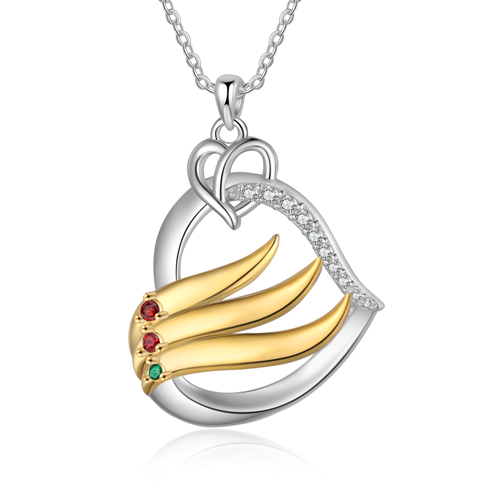 Personalised Golden Intertwined Heart Pendant Necklace Custom 3 Birthstones & 3 Names Necklace Gifts for Her-Jessemade AU