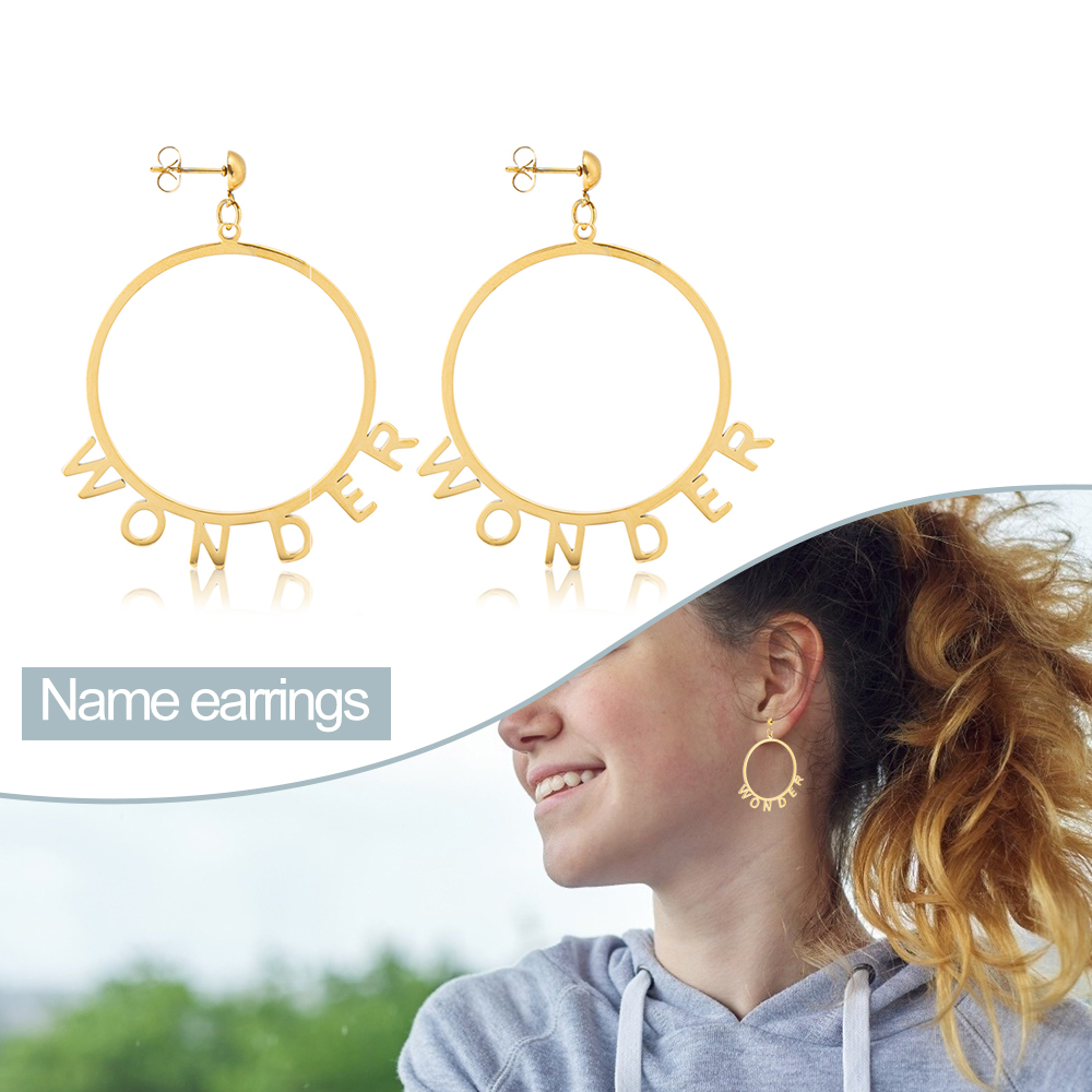 Personalised Circle Name Earrings Gifts for Her-Jessemade AU