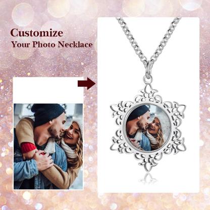 Personalised Snowflake Necklace Custom 1 Photo Necklace Gifts For Her-Jessemade AU
