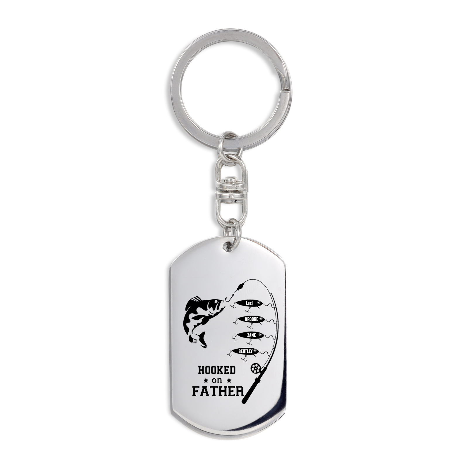 Fishing Keychain For Dad Custom Photo Keyring Engrave 4 Names Father's Day Gifts-Jessemade AU