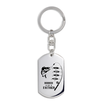 Fishing Keychain For Dad Custom Photo Keyring Engrave 4 Names Father's Day Gifts-Jessemade AU
