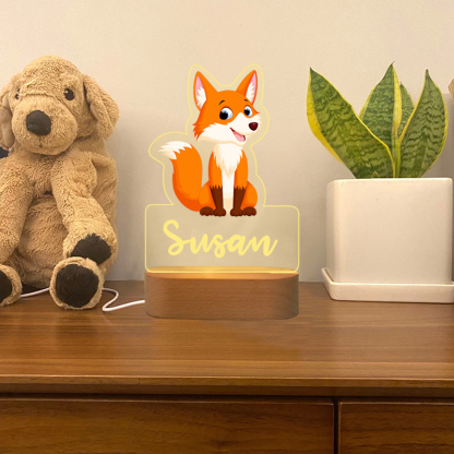 Personalised Name Fox Night Light LED Lamp Gifts For Kids-Jessemade AU