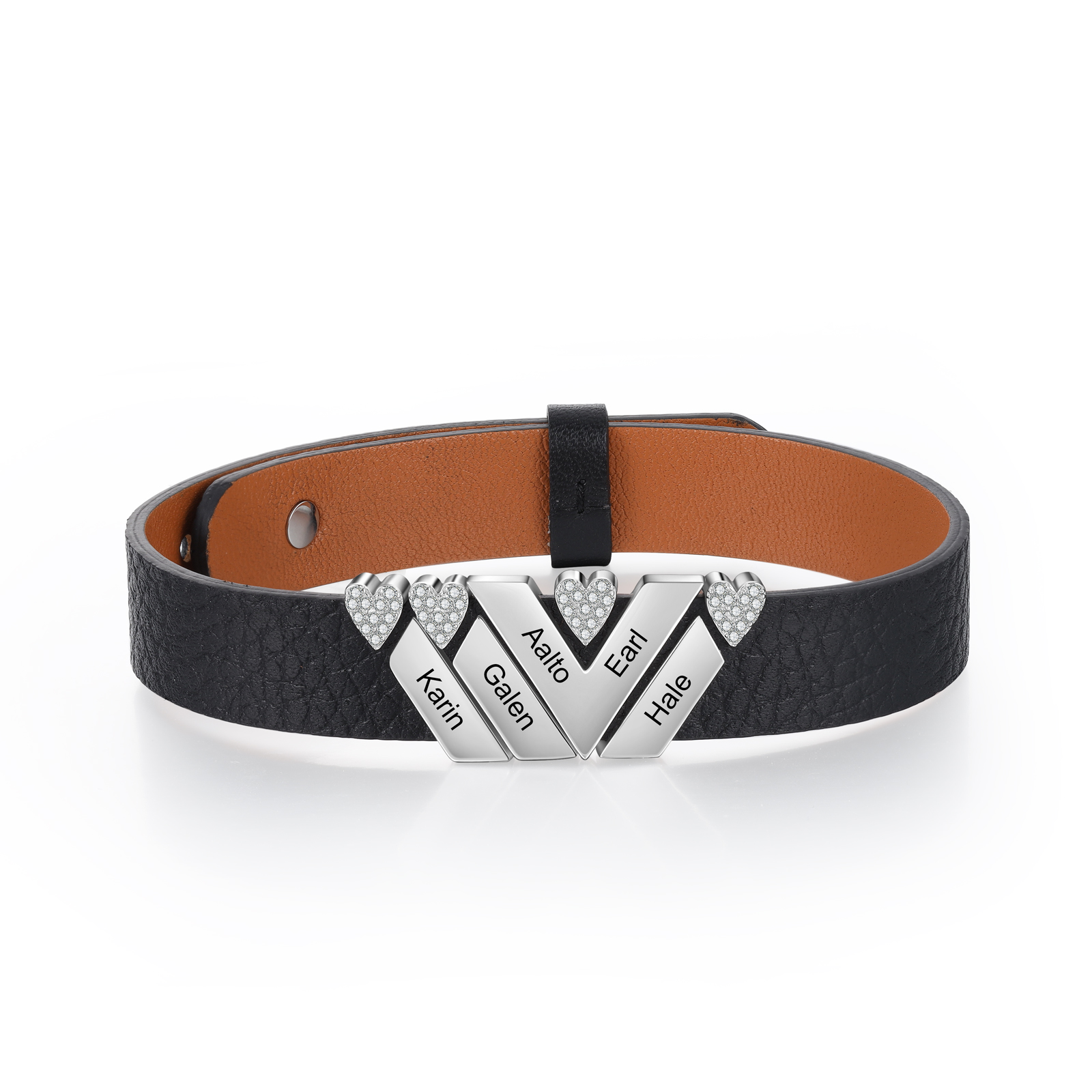 Mother's Day Gifts Personalised Leather Bracelet With 5 Names Gifts For Women-Jessemade AU