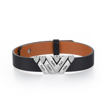 Mother's Day Gifts Personalised Leather Bracelet With 5 Names Gifts For Women-Jessemade AU