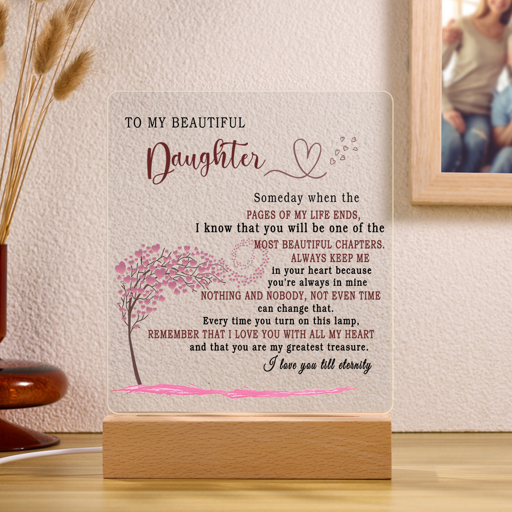To My Beautiful Daughter Acrylic Night Light "I Love You Till Eternity" LED Lamp Heartwarming Gifts-Jessemade AU