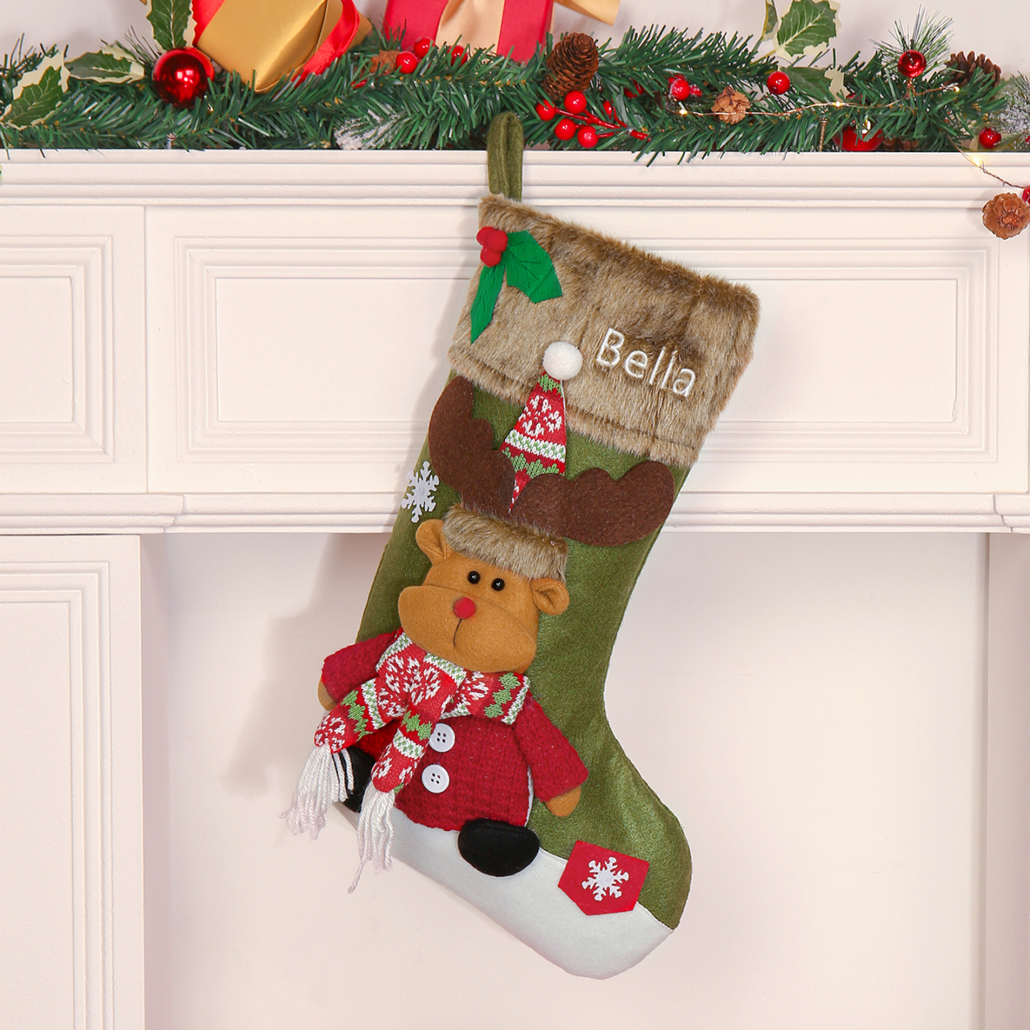Personalised Christmas Stockings Ornaments Custom 1 Name Christmas Socks Gifts for Family Friends-Jessemade AU
