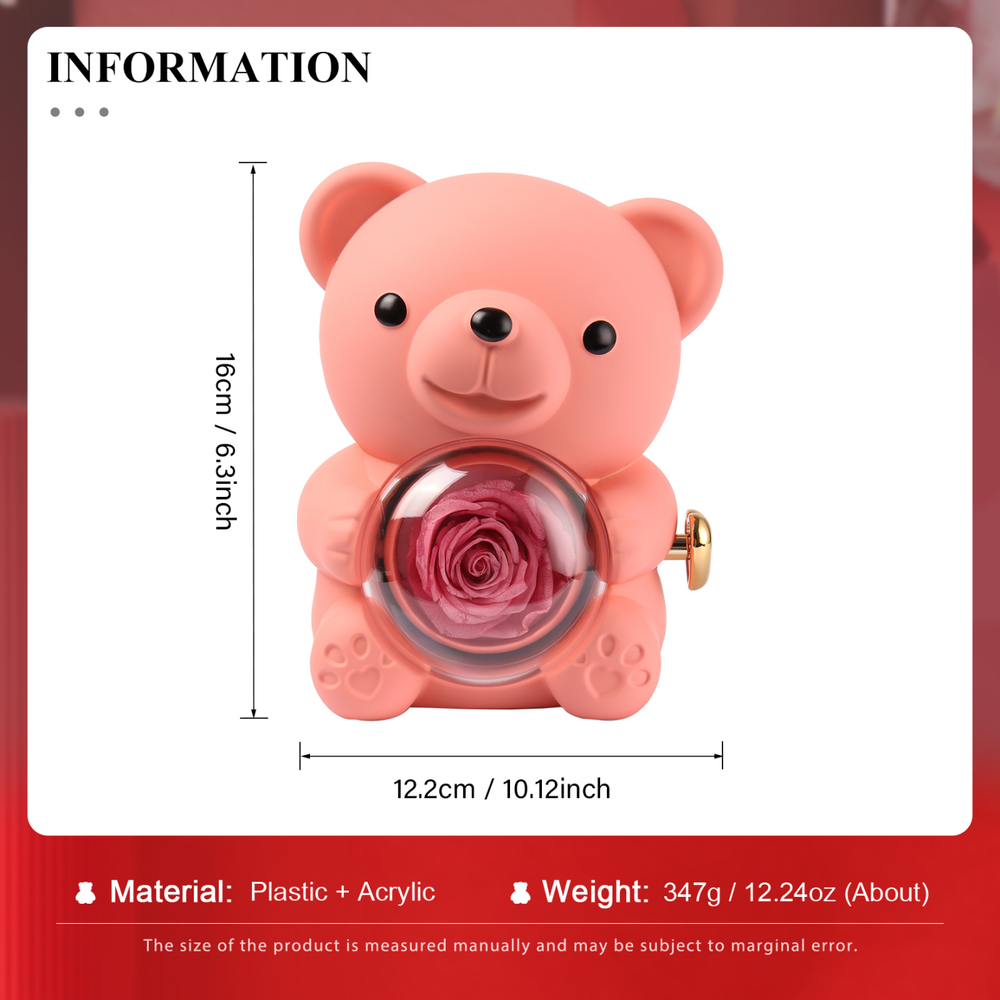 Bear Exquisite Gift Box Red Pink Rose Gift Packaging-Jessemade AU