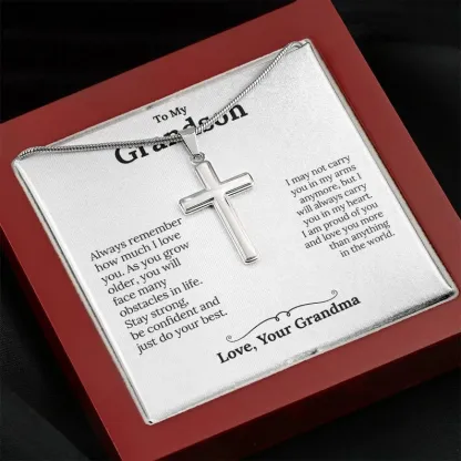 Confirmation Gift To My Grandson Cross Necklace "I'm proud of you“ Inspirational Gifts for grandson-Jessemade AU