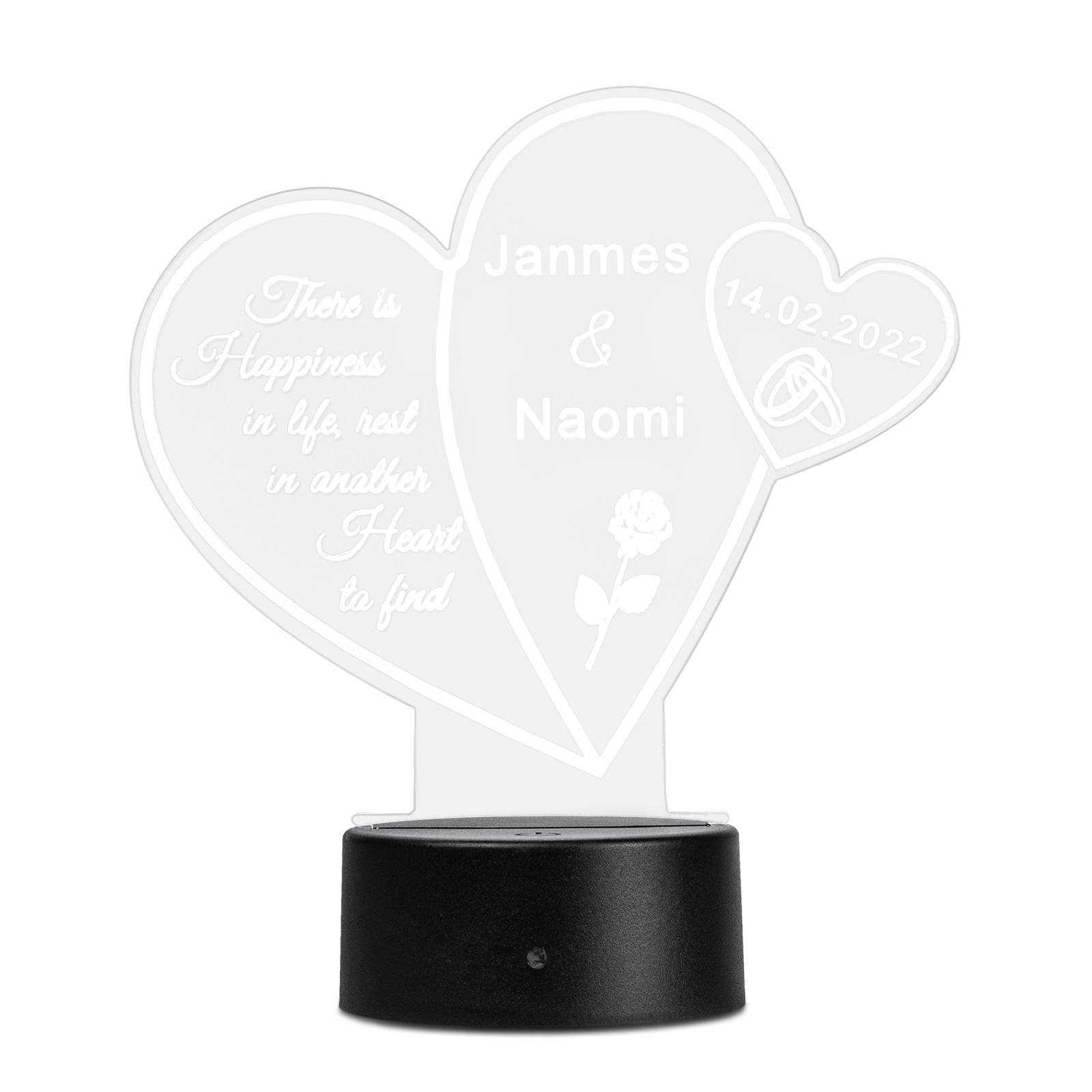 Custom Couple Heart Night Light With Name LED Lamp Gifts For Couple-Jessemade AU