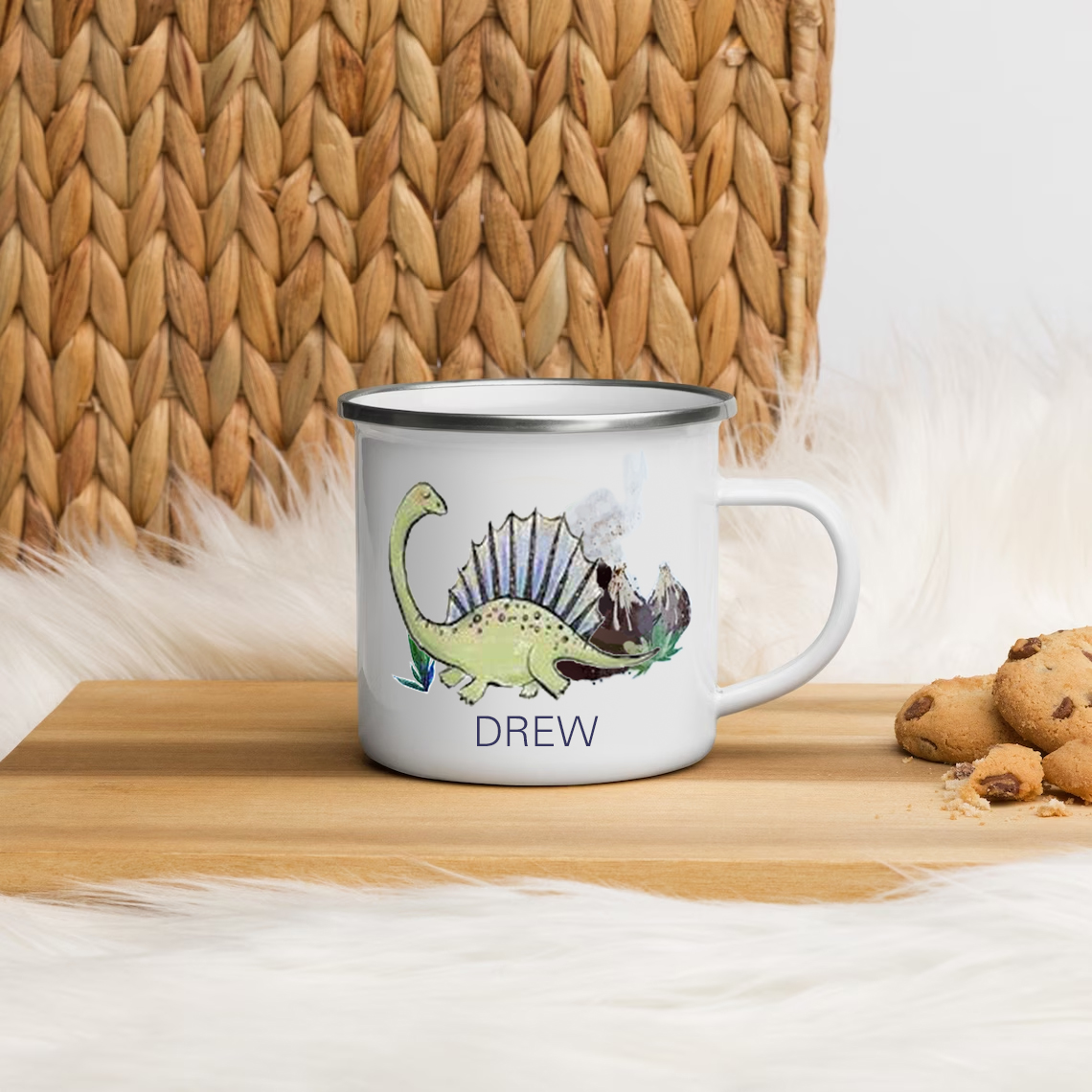 Personalised Enamel Mug Customised Name Dinosaur Cup Camping Mug Birthday Gift for Kids - Spinosaurus-Jessemade AU