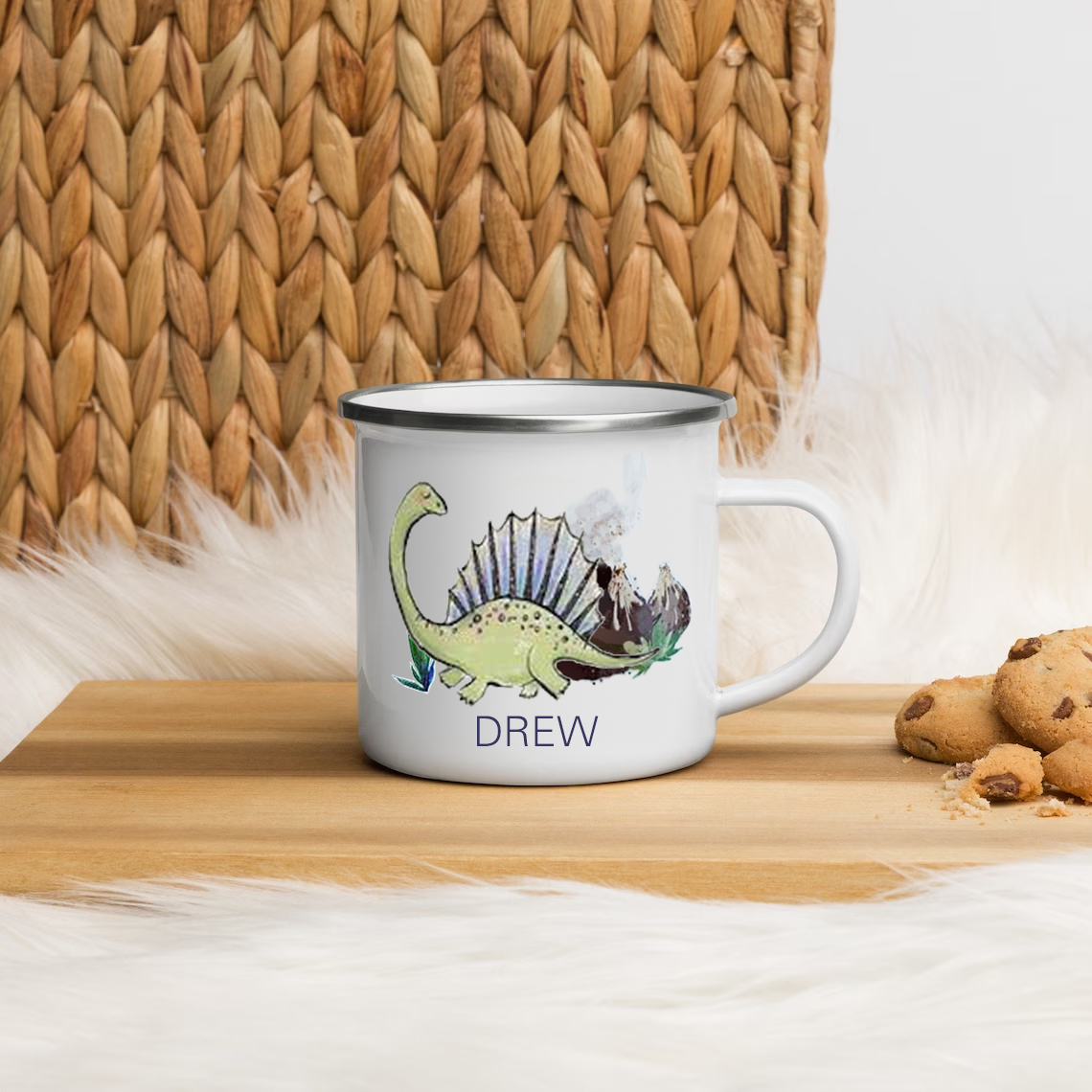 Personalised Enamel Mug Customised Name Dinosaur Cup Camping Mug Birthday Gift for Kids - Spinosaurus-Jessemade AU