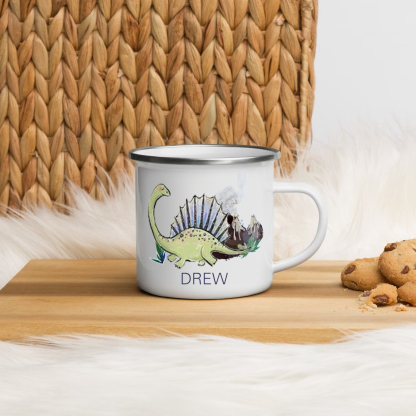 Personalised Enamel Mug Customised Name Dinosaur Cup Camping Mug Birthday Gift for Kids - Spinosaurus-Jessemade AU