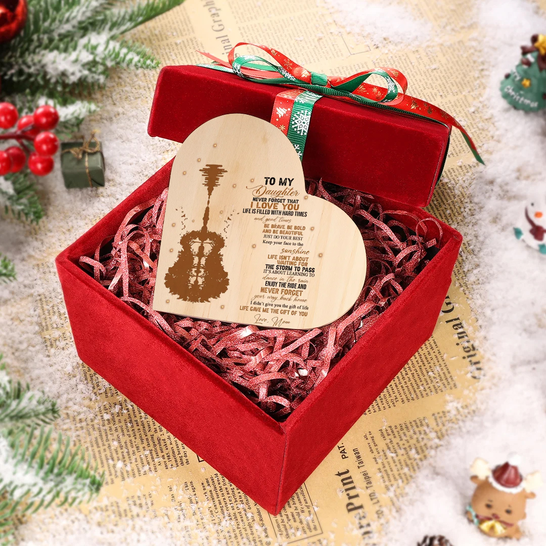 To My Daughter-Wooden Heart Candle Holder Guitar Candlesticks "Just do your best" Gifts For Daughter-Jessemade AU