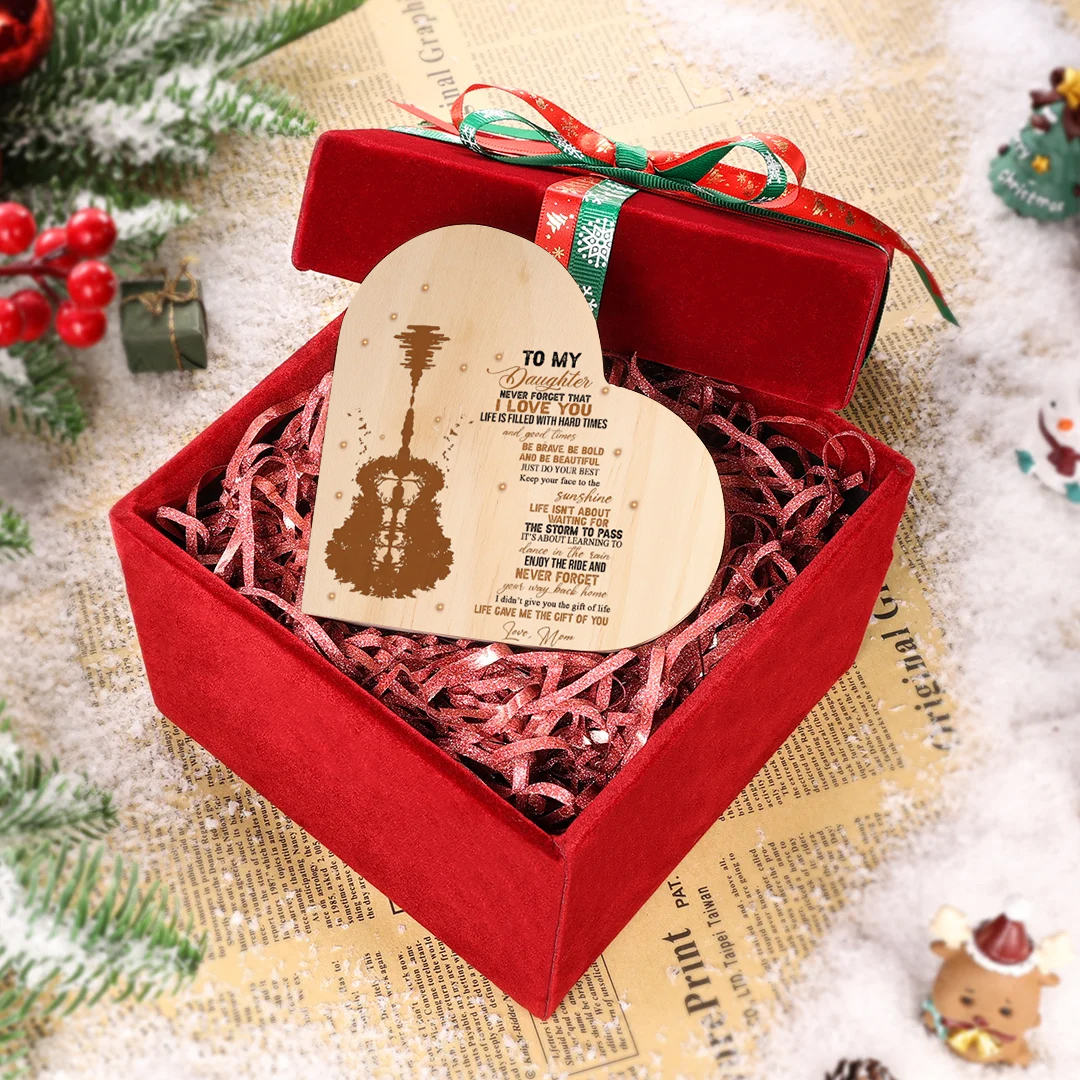 To My Daughter-Wooden Heart Candle Holder Guitar Candlesticks "Just do your best" Gifts For Daughter-Jessemade AU