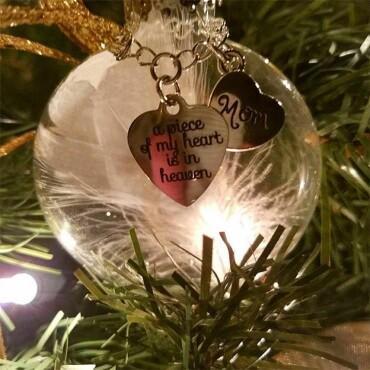 Personalised Name Feather Ball Memorial Ornament A Piece of My Heart Is In Heaven-Jessemade AU