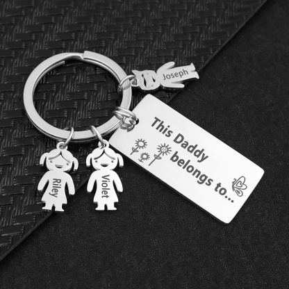 Personalised Kid Charm Keychain Engraved 3 Names Family Keychain for Him-Jessemade AU