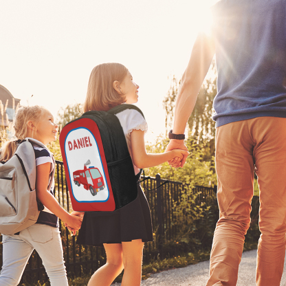 Custom Name Schoolbag Red Rescue Vehicle Backpack Personalised School Bag for Kids-Jessemade AU