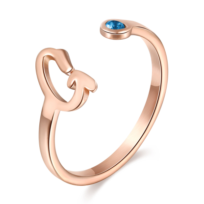 Letter Name Ring with Birthstone Custom 1 Letter Adjustable Ring for Her-Jessemade AU