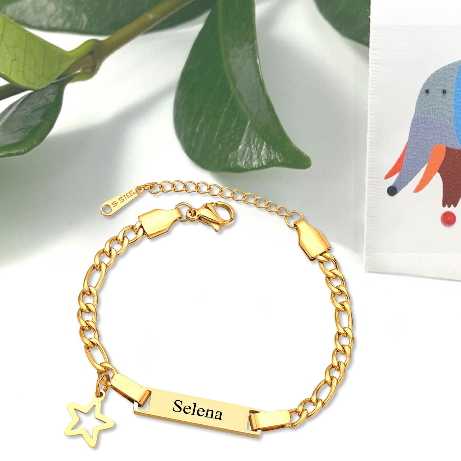 Custom Name Bracelet Personalised Cuban Chain Bracelet Star Bracelet Love Gifts-Jessemade AU