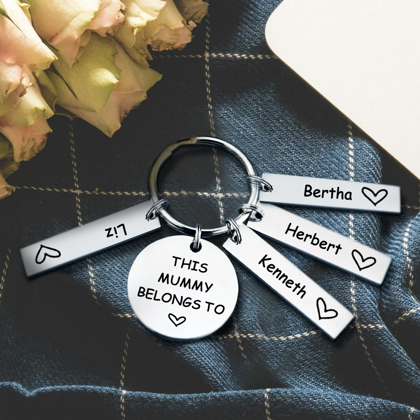 4 Names - Personalised Name Keychain Stainless Steel Keychain Special Gift for Mummy/Dad-Jessemade AU