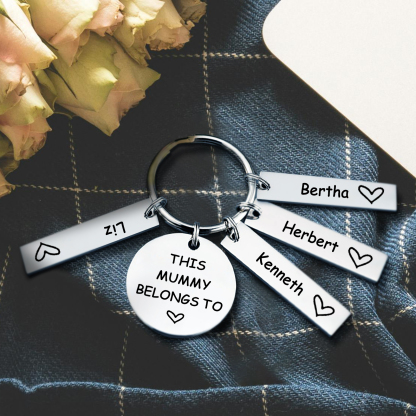 4 Names - Personalised Name Keychain Stainless Steel Keychain Special Gift for Mummy/Dad-Jessemade AU