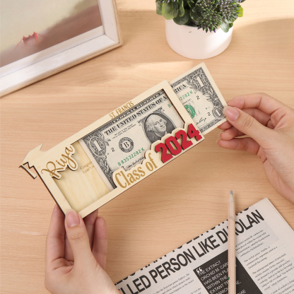 Class of 2024 Personalised Graduation Cash Clip Custom 1 Name & 2 Texts Cash Box Creative Gifts-Jessemade AU