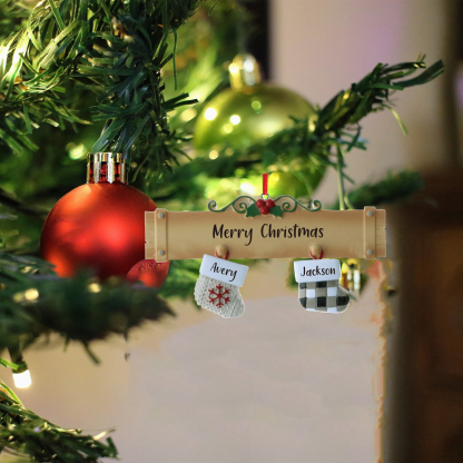 2 Names - Personalised Christmas Stockings Ornaments Customised Name & Text Christmas Decor Wooden Gifts for Family Friends-Jessemade AU