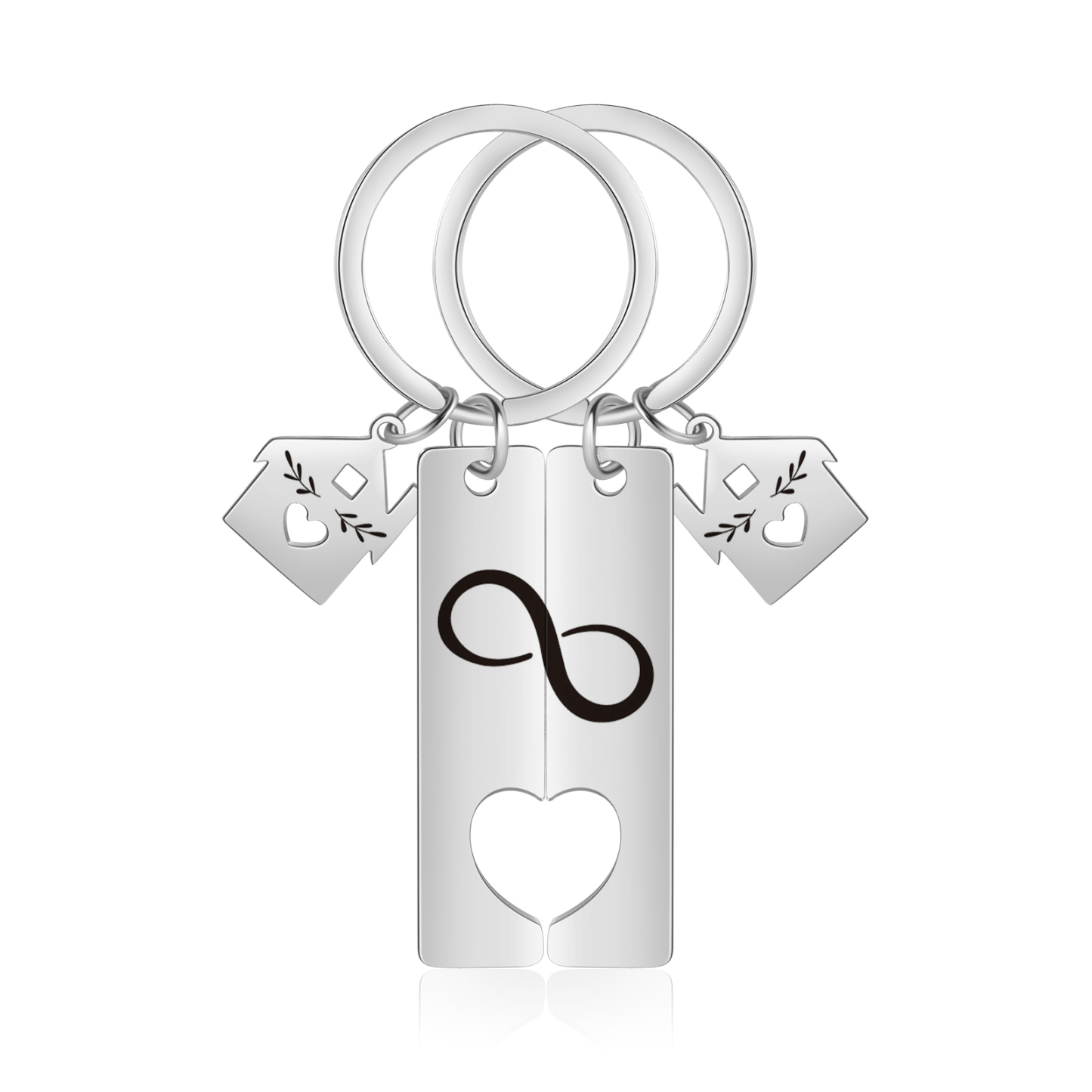 2 PCS Couple Keychain Set Custom 2 Names & Letters & Dates Keyring Infinity Keychain Romantic Personalised Gift for Him/Her-Jessemade AU