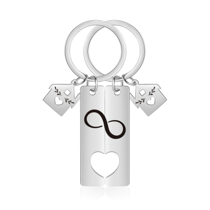 2 PCS Couple Keychain Set Custom 2 Names & Letters & Dates Keyring Infinity Keychain Romantic Personalised Gift for Him/Her-Jessemade AU