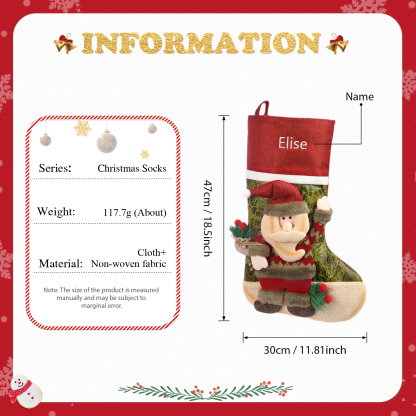 Personalised Christmas Stockings Ornaments Custom 1 Name Christmas Socks Gifts for Family Friends-Jessemade AU
