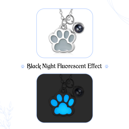 Personalised Dog Paw Pendant Couple Necklace Set Custom Photo Projection Necklace Romantic Gifts For Him/Her-Jessemade AU