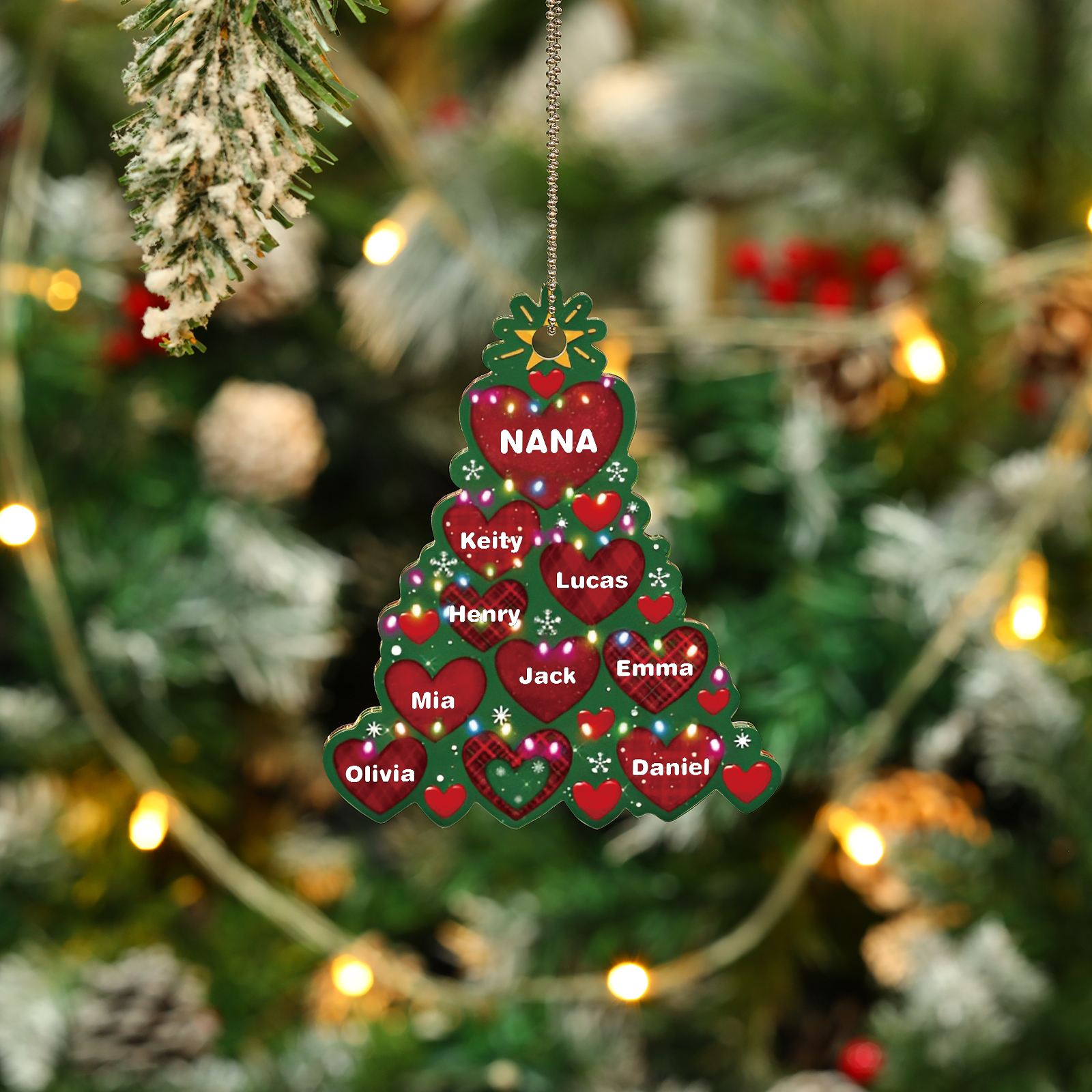 8 Names - Personalised Christmas Tree Ornament Customised Name & Text Acrylic Love Hanging Ornaments Gift for Family-Jessemade AU