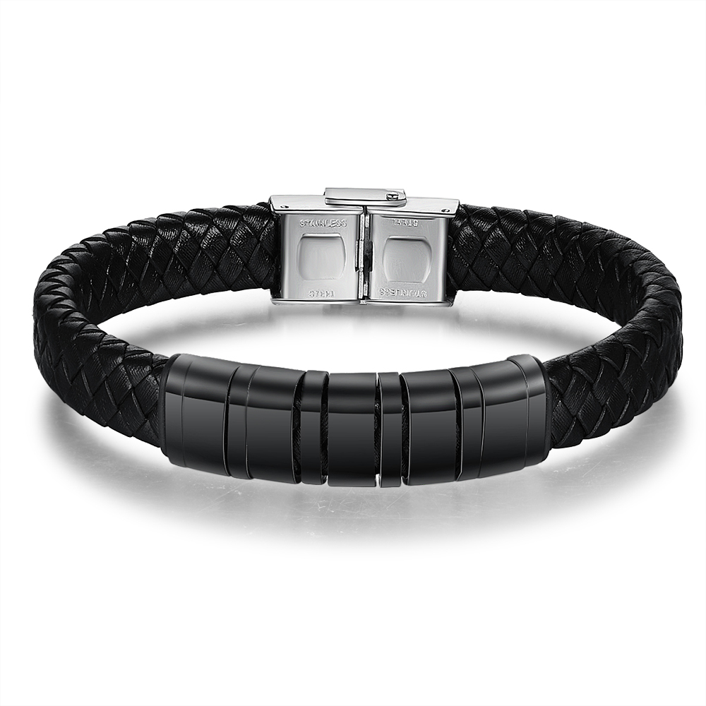 Black Personalised Men's 5 names Bracelet For Dad-Jessemade AU