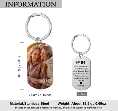 Personalised Photo Keychain Gifts for Mum-For All The Times That I Forgot To Thank You-Jessemade AU