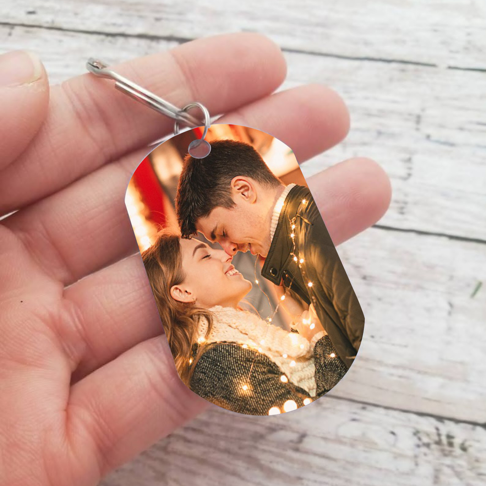 Personalised Couple Photo Keychain Custom 2 Names & Text & Year Keyring Stainless Steel Special Gifts-Jessemade AU