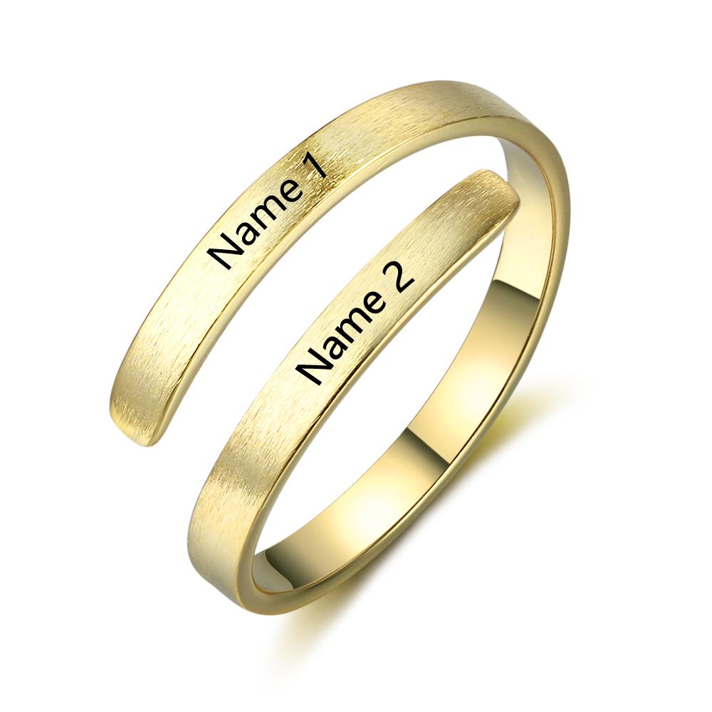 Personalised Name Rings Engraved 2 Names Adjustable Ring Gift for Her-Jessemade AU