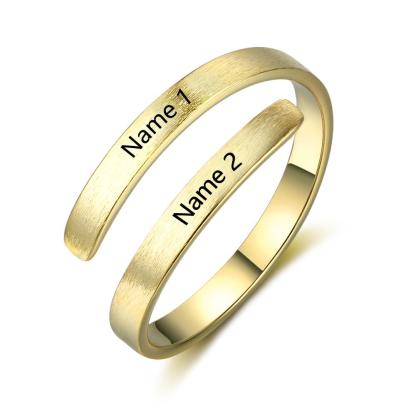 Personalised Name Rings Engraved 2 Names Adjustable Ring Gift for Her-Jessemade AU