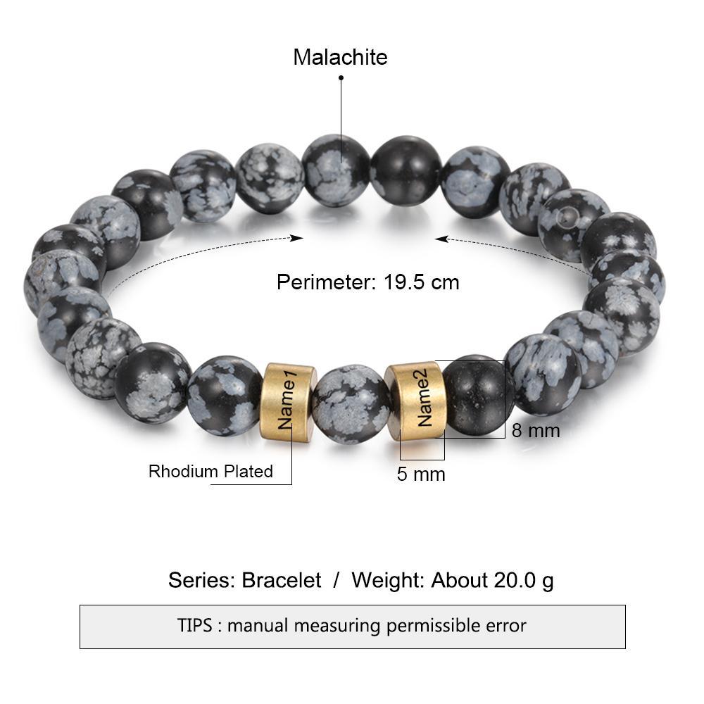 Black Tiger Eye Men's 2 Names Bracelet Gift for him-Jessemade AU