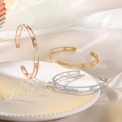 Personalised Name Bangle Bracelet Custom 1 Name Bracelet Gifts for Her-Jessemade AU
