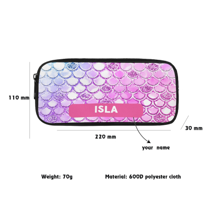 Custom Name Pen Case Personalised  Pink Scales Pen Bag Back to School Gifts for Students-Jessemade AU