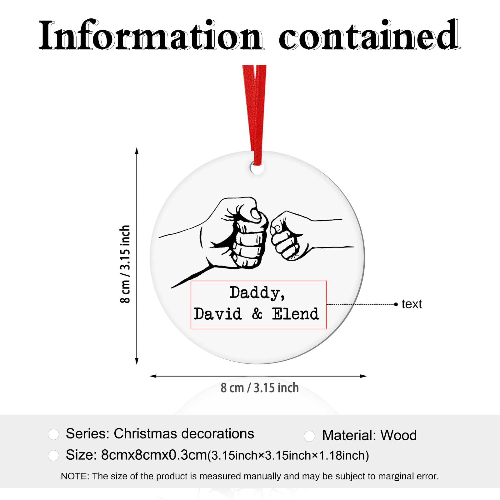 Personalised Christmas Tree Ornaments Wooden Fist Signs Christmas Pendant Custom Text Gifts for Family Friends-Jessemade AU