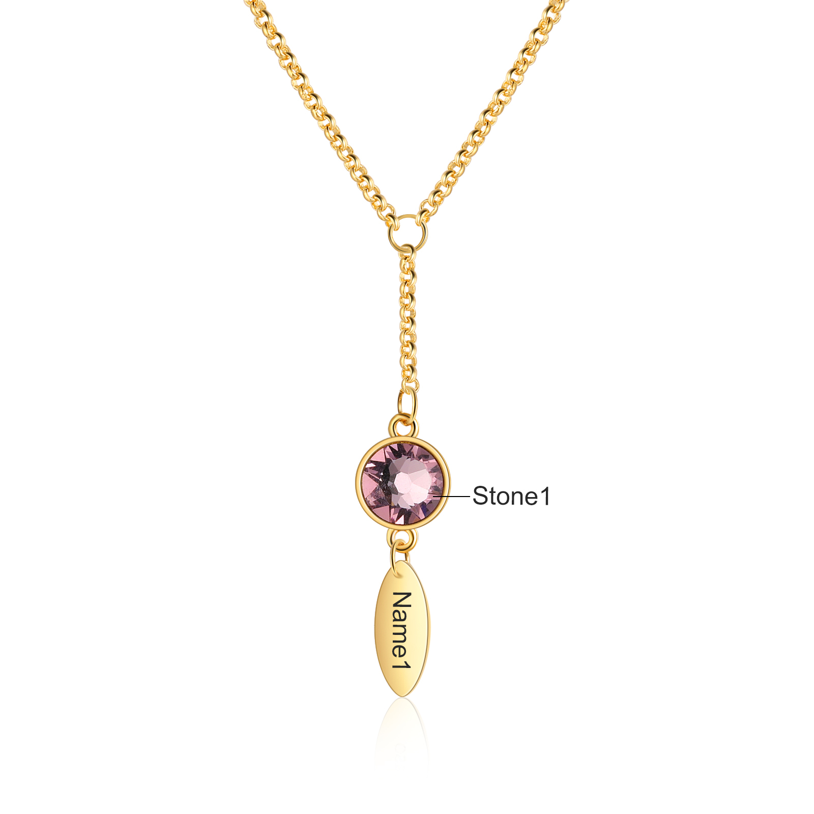 Personalised Bar Necklace With 1 Birthstones Engraved Name Necklace Best Gift For Mother-Jessemade AU