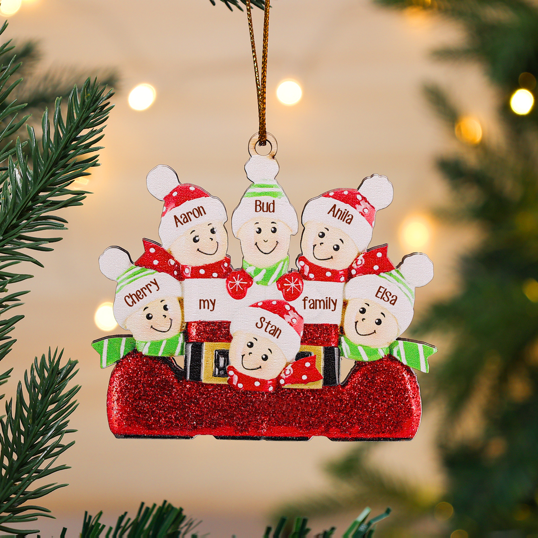 6 Names - Custom Text & Name Xmas Pendant Personalised Wooden Christmas Ornaments Gifts for Family-Jessemade AU