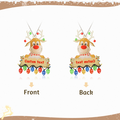 8 Names - Personalised Acrylic Christmas Reindeer Ornaments Customised Text & Name Xmas Pendant Gifts for Family-Jessemade AU